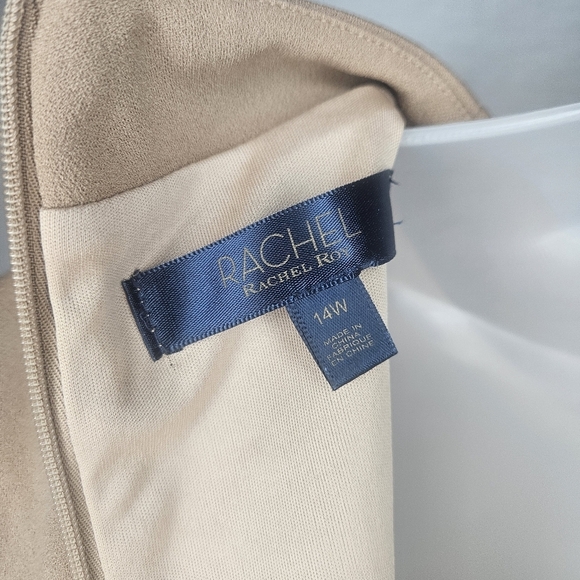 RACHEL Rachel Roy Sandlewood Flutter Sleeve Midi Dress PTP 21" NWT Nude Neutral - Picture 6 of 10